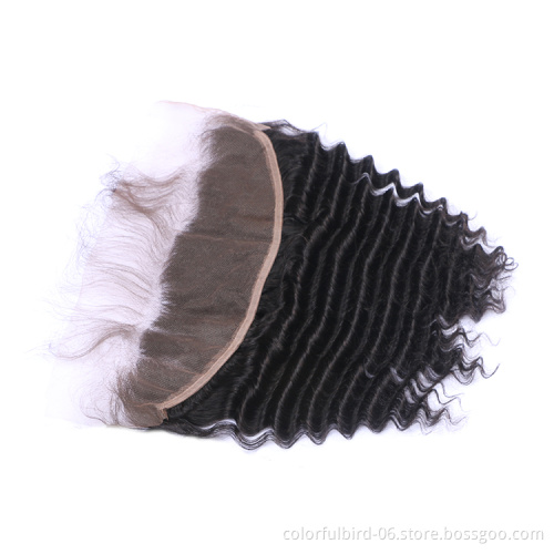 Wholesale Deep Wave Swiss Lace Frontal Closure Human Hair Transparent Lace Frontal 13x4 Brazilian hair